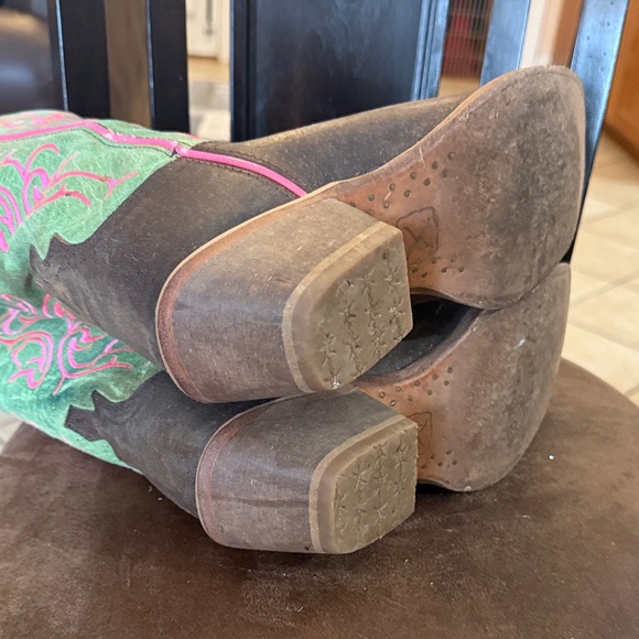 Twisted x Women's Green and Pink Western cowboy 8.5 Boots - Picture 10 of 11